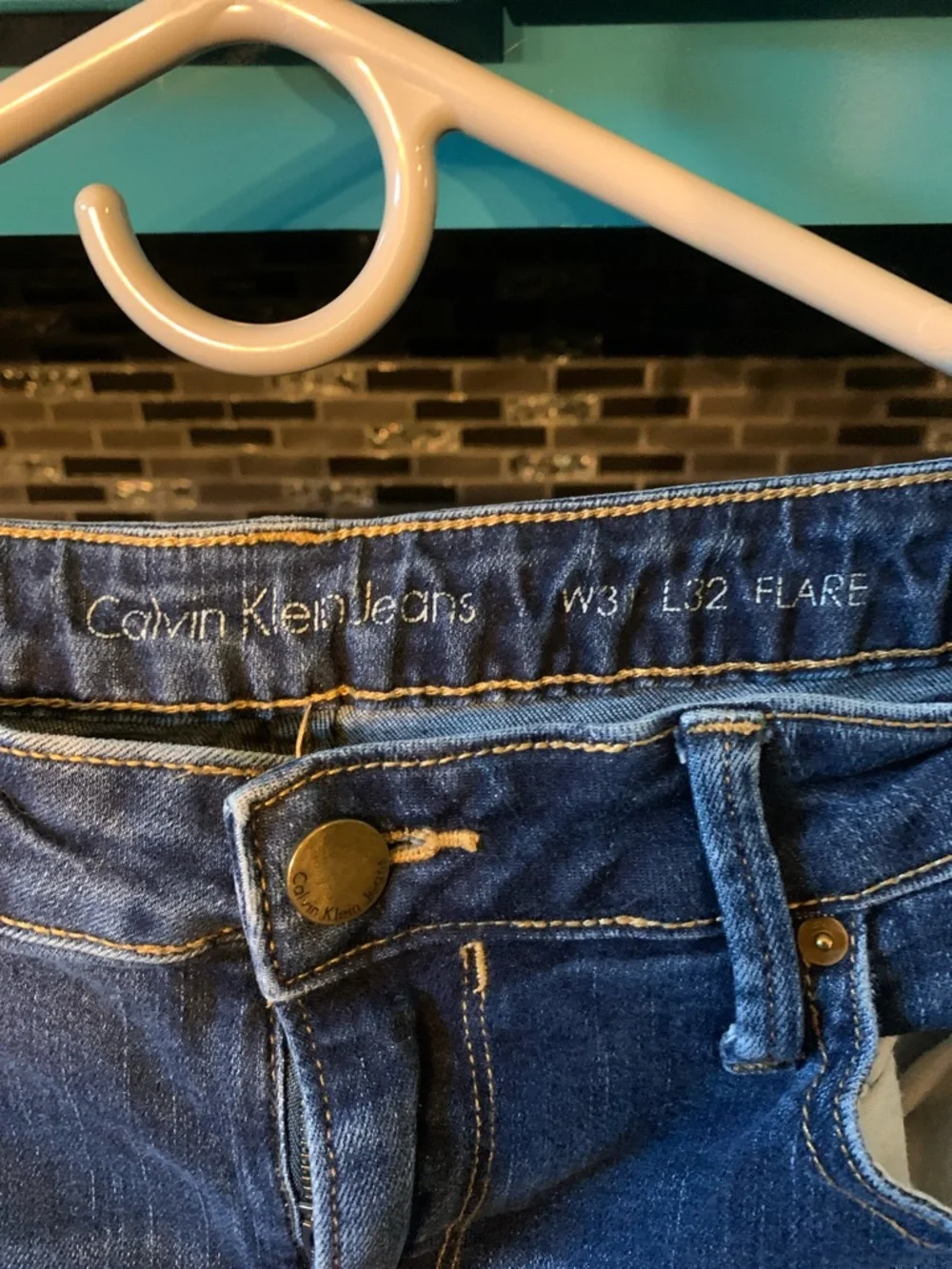 Calvin Klein Women's Medium Blue Flare Jeans - Picture 2 of 5